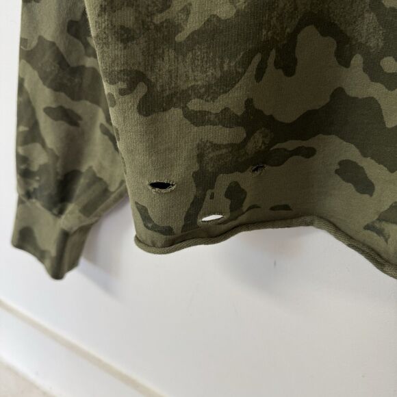 Affliction Garage Built Crop Camo Distressed Hoodie Sweater Cut Outs XL EUC - Picture 5 of 11